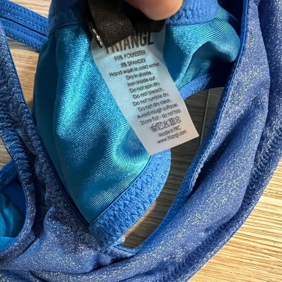 TRIANGL Blue One-Shoulder Glitter Swim Top Size XXS - Picture 4 of 4